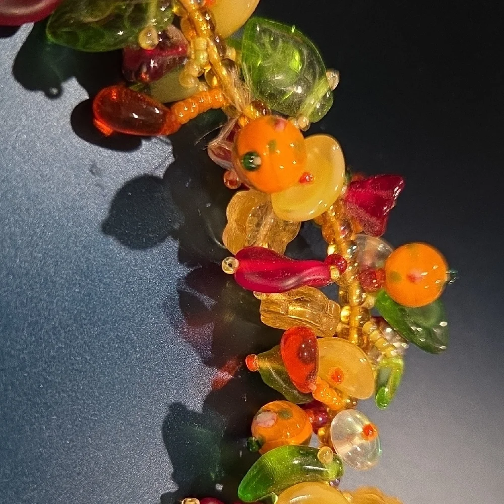 Colorful Glass Bead Cluster Bracelet - Multicolor